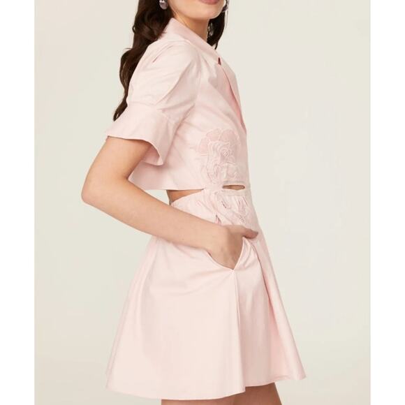 Self-Portrait Pink Cutout Embroidered Mini Dress US6 Cotton - Picture 4 of 9